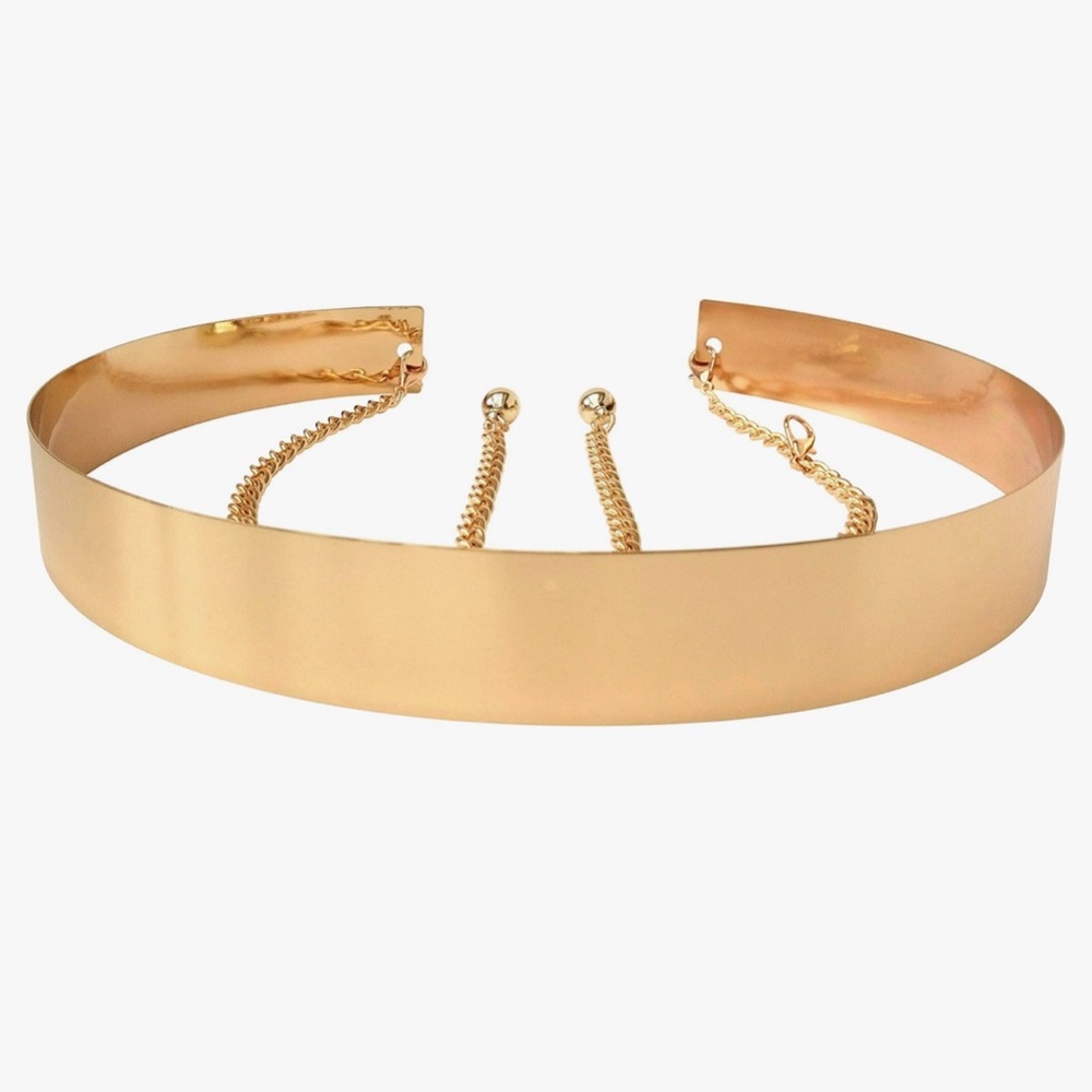 Metallic Ball Decor Mirror Waist Belt